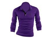 man autumn spring fashion long sleeve fitness t shirt tees t shirt Embroidery deer Purple L