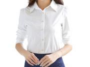 Women Fashion Long Sleeve Sequin Chiffon Shirt Blouses Tops White S