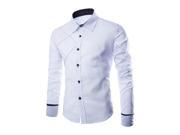 White Mens Fashion Cotton Cross Line Slim Fit Long sleeves Shirts Tops XL