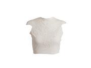 Women Lace Crop Top Sleeveless Vest Cut Out Bra Bustier Tank Bralet White Asian M US S