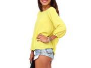 Yellow Summer Women New Fashion Casual Big Bow Slim Chiffon Backless Loose Blouses Shirts Tops XL