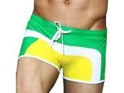 Fashion Swimsuit Swimming Trunks Swimwear for Men Green White Yellow L