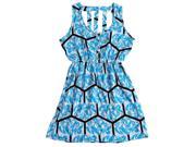 Blue Summer Women New Casual Print Eagle Hollow Back Sleeveless Dresses Clothing M