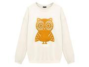 Spring Casual Cute Owl Animal Print Beading Hoodies Sweatshirt Pullover for Women Sportswear Plus Size beige L