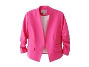 New Chic Basic Solid Color Fashion Women 3 4 Sleeve Pockets None Button Woman Slim Short Suit Jacket Rhodo L