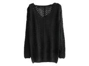 New Candy Color Small Twist V neck Long sleeved Hollow Smock Women Pullover Sweater Black