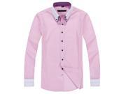 E bing Fashion Spring Mens Dress Shirt Long Sleeve Slim Fit Plaid Collar Single breasted Shirts Men Casual pink M