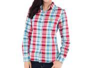 Debao long sleeve collar plaid women shirt small and fresh sports leisure women pure cotton shirt s 3001 M