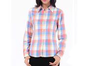 Debao long sleeve collar plaid women shirt small and fresh sports leisure women pure cotton shirt s 3031 M