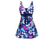 Women s Cut Slim Butterfly One Piece Push Up Swimsuit Dress Swimwear Navy blue XL