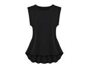 Women s Lace Peplum Frill Bodycon Tank Tops Blouse T shirt Black M