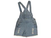 Denim Rompers Strap Pockets Frayed Ripped Holes Overalls Jumpsuits for Women Light Blue S