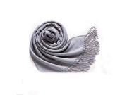 THZY Winter Women Trendy Wrap Fashionable Scarf Wool Blends Soft Warm Long Large Shawl Tassels Light Gray