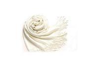Winter Women Trendy Wrap Fashionable Scarf Wool Blends Soft Warm Long Large Shawl Tassels Milk white