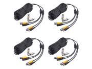 4 pack 50 Feet Security Camera BNC RCA Connector Video Power Extension Cable CCTV Surveillance DVR System Cord Wire Black