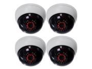 4 in1 Indoor CCTV Fake Dummy Dome Security Camera with IR LEDs White