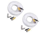 100 Feet Pre made Siamese BNC Video and Power Cable Ready To Go for Security Camera CCTV Systems 100 Feet 2 Packs White BNC Video and Power Cable