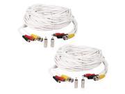 2 Pack white 100 ft Feet AV Video Audio Power BNC Cable for CCTV Video Security Surveillance Camera with 2 RCA Male to BNC Female Connectors 3JG