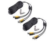 2 Pack 50 Feet Security Camera Video Power Cable CCTV DVR Surveillance System Wire Cord with BNC RCA Connector Black