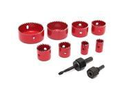 8 Pcs Wood Alloy Iron Cutter Bimetal Hole Saw Drill Bit Kit with Hex Wrench Red
