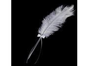 THZY Bowknot Wedding Signing Pen White Ostrich Feather Pen with Diamante