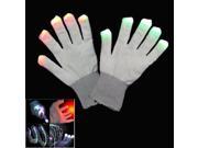 THZY White Raver Gloves 6 modes Multicolor Red Green Blue LED lights in each finger