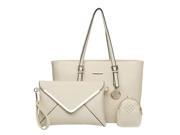 Lady Simple Classic Three piece Handbags Shoulder Messenger Bags Cross body Bags White