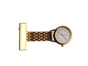 SODIAL Watch nurse brooch quartz movement square golden color portable