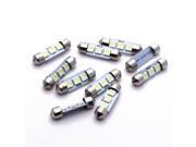 THZY 10X 36MM Lamp Bulb 3 LED 5050 SMD White For Car Dome Festoon