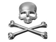 THZY 3D Skull Metal Car Sticker Auto Motor Skeleton Crossbones Emblem Badge Label Silver