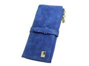 SODIAL Women Wallets fashion trends pumping frosted multi card pu leather two fold wallet lady Ms. Long purse card Blue