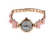 THZY Generic Pink Women Girl Chic Fashion Daisies Flower Rose Golden Bracelet Wrist Watches.
