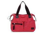 THZY Womens Ladies girl Fashion Large Canvas Leather Shoulder Handbag Tote Purse Bag Red