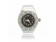 THZY Crystal ring clock quartz ring alloy Unisex Black Watch