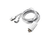 3 in 1 HDMI Cable 6.5 Feet 2 Meter Long Adapter For MicroUSB Lighting Type c Silver