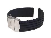 THZY Band bracelet Chain Watch Waterproof Silicone Rubber clasp buckle 24mm Black