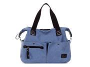 Womens Ladies girl Fashion Large Canvas Leather Shoulder Handbag Tote Purse Bag Blue