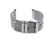 24 mm Unisex Grobnetz Steel Watch Bracelet Strap Bracelet Buckle Silver
