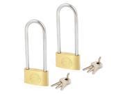 GLOBE 40mm Width Security Long Shackle Brass Padlock Lock with 6 Keys 2pcs