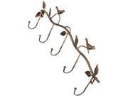 THZY Iron Birds Leaves Hat Towel Coat Wall Decor Clothes Hangers Racks With 5 Hooks bronze