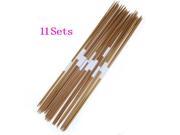 THZY 11 x 4pcs 35cm Knitting needles in bamboo with double tips Sizes 2 0 5 0mm