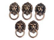 THZY Cupboard Cabinet Drawer Vintage Lion Head Ring Pull Knob Handle 5 Pcs