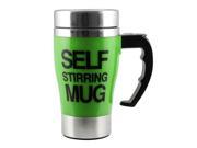 Stainless steel Mug automatic stirring mug Automatic stirring 350ml with lid Handle button design Keep warm green