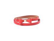 Woman s Candy Color Bowknot PU Leather Waistband Red