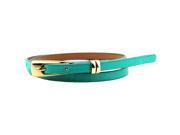 Women Skinny Waist Belt Thin Leather Waistband Strap light blue