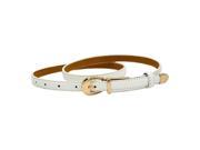 Modern Women s Candy Color Pu Leather Thin Belt Thin Skinny Waistband white