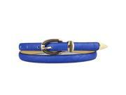 Women Retro pin buckle skinny waistband belt Faux Leather Thin Belt Royal blue