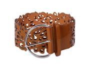 Women s Belt Wide Hollow Buckle Waistband Waist Belt Light tan