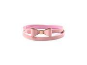 Woman s Candy Color Bowknot PU Leather Waistband Pink