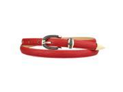 Women Retro pin buckle skinny waistband belt Faux Leather Thin Belt red